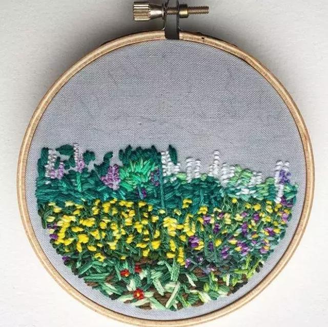刺繡與水彩的結(jié)合，誕生出很有創(chuàng)意的作品